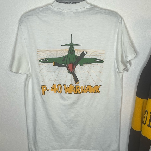 VTG Single Stitch Hanes Fifty-Fifty P-40 Warhawk Graphic T Shirt size Large - Picture 3 of 7